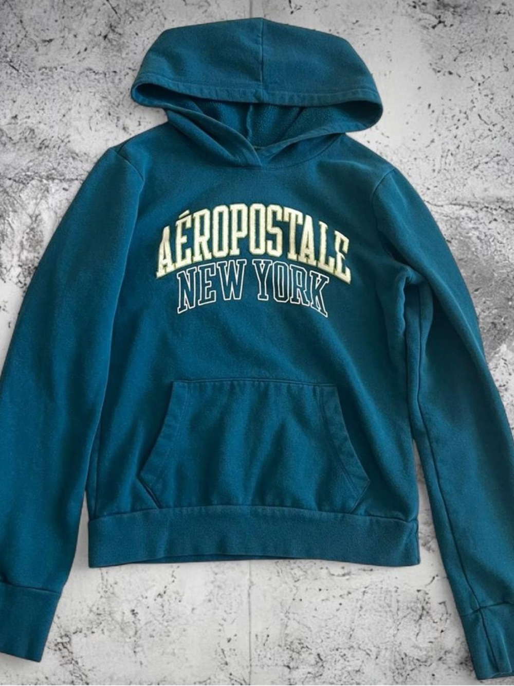 Aeropostale Teal Pullover Hoodie with White Label size M